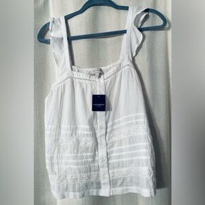 Lucky Brand White Eyelet Tank Top Lovely (XS) NWT